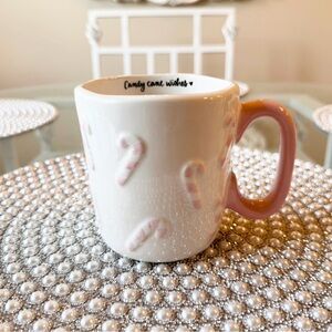 🩷 PINK Candy Cane Wishes Mug Christmas Holiday NEW